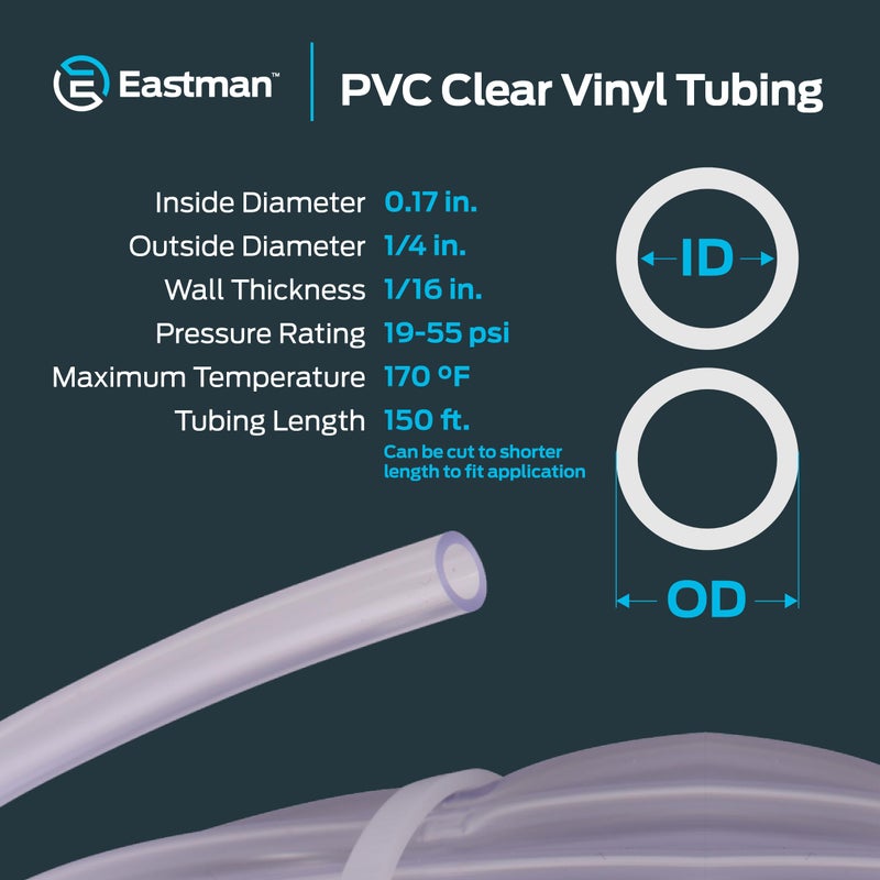Eastman 0.17 Inch ID (1/4 Inch OD) PVC Clear Vinyl Tubing, 150 Foot Length, 98616 - Image 4